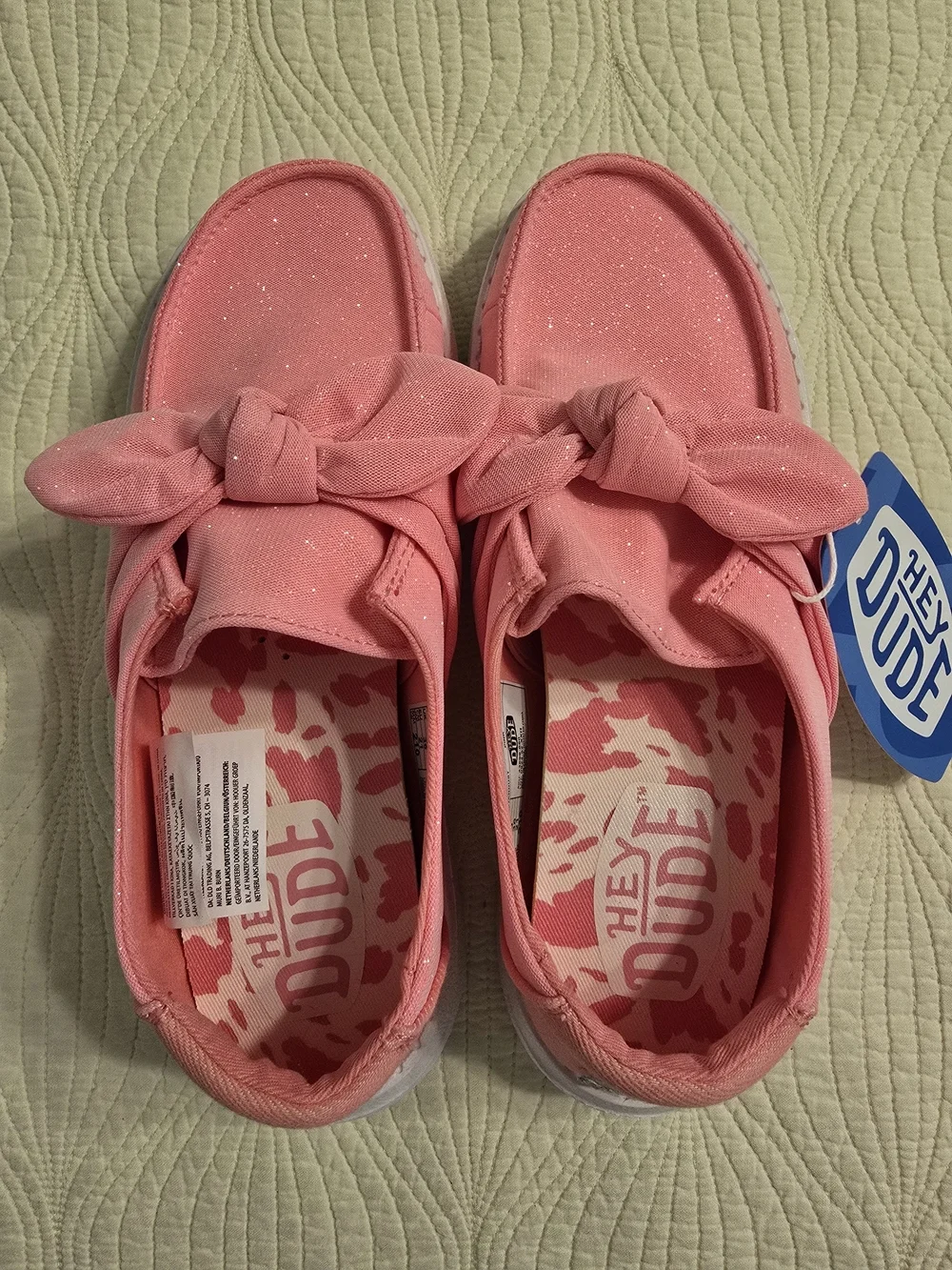NWT Hey Dude Girls Wendy Bow Y Stardust Slip On Sneakers